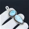 Ciondolo Boho in Argento 925 con Gemma Larimar Naturale Blu Oval