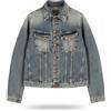 NUDIE JEANS Giacca Uomo Billy S Denim Indigo Lavorato Strappi Bottoni Polo