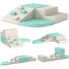 AIYAPLAY Set di 4 Costruzioni Morbide per Bambini 1-3 Anni in Pelle PU e EPE, Verde Chiaro e Beige | Aosom Italy