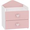 AIYAPLAY Comodino per Bambini 3-8 Anni con 2 Cassetti, Angoli Arrotondati, Maniglie a Cuore, 34x31x36 cm, Rosa | Aosom Italy