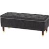 HOMCOM Cassapanca 78L Pouf Contenitore 117x44x45cm, Seduta Imbottita 2 Posti in Tessuto Effetto Lino, Grigio Scuro | Aosom Italy