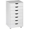 Vinsetto Schedario da Ufficio con 7 Cassetti, Ruote a Freno, Cassettiera Scrivania per Lettera/Formato A4/Legale, Bianco | Aosom Italy
