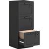 HOMCOM Cassettiera Portadocumenti a 3 Cassetti con Serrature e Spazio per Stampante, in Legno, 40x40x101 cm, Nero | Aosom Italy