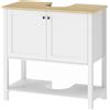 HOMCOM Mobile Sottolavabo da Bagno con 2 Ante e Ripiano Aperto, Bianco | Aosom Italy