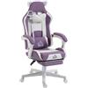 HOMCOM Sedia da Gaming Ergonomica con Orecchie da Gatto, Poggiapiedi, Supporto Lombare e Cervicale, Viola | Aosom Italy