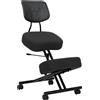 HOMCOM Sedia Ergonomica Posturale Regolabile con Schienale E Ruote Nero | Aosom Italy
