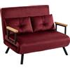 HOMCOM Divano Letto 3 in 1 in Tessuto Effetto Velluto con Schienale Regolabile e 2 Cuscini, 102x73x81 cm, Rosso Vino | Aosom Italy