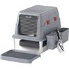 PawHut 3 in 1 Lettiera Gatto Chiusa Grande 49L in Acciaio Inox con Coperchio, Paletta, Pedana, 2 Contenitori, Grigio | Aosom Italy