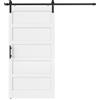 HOMCOM Porta Scorrevole Esterna Muro 106.7x213.4 cm, Porta da Interno Stile Industriale Shaker, Silenziosa, Impermeabile, Bianco | Aosom Italy
