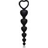 SuperLove Beaded Butt Plug with Easy Pull Ring Silicone Black