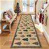 TUKDAK Tappeto natalizio 80x240cm, lavabile antiscivolo per Natale, marrone con albero, tappeto natalizio per la cucina, tappeto natalizio per la cucina da soggiorno e camera da letto
