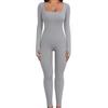 UMIPUBO Tuta Intera Donna Yoga Jumpsuit Sportiva Manica Lunga Tuta Intera Scollo U Completo Tinta Unica One Piece Palestra Leggings Slims Abbigliamento Moda Elastico Rompers Clubwear