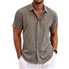 COOFANDY Camicia in Lino da Uomo Camicia a Maniche Corte abbottonata Camicie Casual vestibilità Regolare Camicia in Lino da Spiaggia Estiva