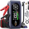 YaberAuto Avviatore Emergenza per Auto 8000A con Compressore 150PSI, YaberAuto Booster Avviamento Auto per Tutti Gas/8.0L Diesel, 12V Starter Batteria, Guanti isolanti, 800 lumen Torcia