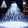 Joycome Luci Natale Albero 400LED 2Mx16 Fili Mantello Luci Albero di Natale | 8 Modalità Luci Albero di Natale a Cascata con Anello, Impermeabile Luminarie Natalizie per Interno Esterno - Bianco