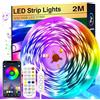FUPT 2M Nastro Led, Striscia Led 5050 RGB, Telecomando Multicolore Flessibile Led Nastro, Sincronizzato Con Musica, Adatto Per La Musica A Casa, Soggiorno, Cucina