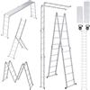 UISEBRT - Scala multiuso 4 x 5 in alluminio con piattaforma, 6 in 1, 550 cm, scala articolare fino a 150 kg, colore: argento