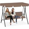 PEILU 193 x 110 x 152 cm, dondolo Hollywood con tettuccio parasole, cuscino e telaio in acciaio, 3 posti, portata fino a 200 kg, per interni ed esterni (marrone)