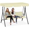 PEILU 193 x 110 x 152 cm, dondolo Hollywood con tettuccio parasole, cuscino e telaio in acciaio, 3 posti, portata fino a 200 kg, per interni ed esterni (beige)