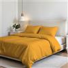 Italian Bed Linen Parure Copripiumino ELEGANT Letto Matrimoniale 100% Microfibra, Made in Italy - Set Copri Piumino - Sacco Piumone 250x200cm con Patella + 2 Federe 50x80cm, Tinta Unita - Giallo