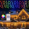 Quntis 204LED Luci Natale Esterno Cascata 5M, DIY Controllo APP/Telecomando Tenda Luminosa Colorate 60+ Modalità di Scena Dinamica, IP44 Catena Luminosa Decorazioni Natalizie Halloween Feste