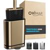 ovimar Scopino per WC Amager Ovimar | Oro | Scopino per WC in silicone con ventilazione | Acciaio inossidabile | Vassoio raccogligocce rimovibile | Solo 6 cm di larghezza