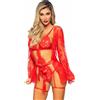 LEG AVENUE SETS LEG AVENUE - 86123 SET VESTAGLIA TEDDY + GIARRETTIERA ROSSO TAGLIA S