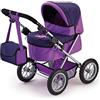 Bayer Design 13012AA - Passeggino per bambole Trendy, Porpora con Fata | Carrozzina per bambole Trendy, passeggino giocattolo, pieghevole, regolabile, ruote grandi, con borsa