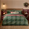furn. Wylder Ramble Robin Set Copripiumino (Verde - Doppio) | Stile Campagna Pettirosso Trapuntato 100% Cotone Spazzolato Festivo A Quadri Biancheria Da Letto Facile Da Curare