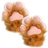 Licsaliwe Guanti in peluche con di gatto, guanti Therian pelosi per costumi cosplay e anime convention, arancione