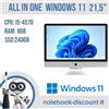 Apple All in One 21,5" Windows 11 Pro Cpu i5-4570 Ram 8gb SSD 240Gb FULL HD