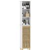 HOMCOM Mobile da bagno colonna 35x26x173 cm Bianco | Anta in bambù a stecche, scomparti aperti, mobile alto, soggiorno, cucina
