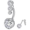 Popuhoops G23 - Piercing per ombelico in titanio con zirconia cubica trasparente, gioiello per ombelico, 14G, 14 mm, 12 mm, 10 mm, 8 mm