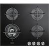 DeLonghi Piano cottura gas DeLonghi NSL 460 60 cm 4 bruciatori doppia corona - Nero