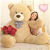 MorisMos Orso Peluche Gigante 180cm, XXL Giganti Orsacchiotto Orsetto di Peluche Enorme Marrone Chiaro Morbido, Carini Regalo per Lei Donna Fidanzata Bambini Ragazze Compleanno