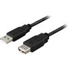 DELTACO Cavo USB 2.0 tipo A maschio - tipo A femmina 3 m, nero