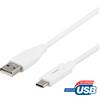 DELTACO Cavo USB 2.0, tipo A - tipo C ha, 1 m, bianco