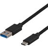 DELTACO Cavo tessile USB 3.1 Gen1 USB-A - USB-C, 0,5 m, 60W 3A, nero