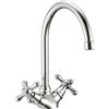 Schläfer 3460409 | Rubinetto da Cucina con Due Manopole Antiche, Canna Alta Universale Girevole in Stile Vintage "Ombrello", Tecnologia Anticalcare, Finitura Lucida Cromata