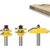 Merkloos Solidchoice - Set di 3 frese per router: profilo a "ogee", pannello rialzato, gambo da 1/2 pollice