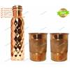 Fatto a mano Borraccia in rame puro diamantato 900 ml + 2 bicchieri touch argento e...