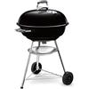 Weber Barbecue a carbone Compact Kettle - 57 cm | coperchio e contenitore smaltati in porcellana, superficie 57cm, vaschetta raccogli-cenere, tre gambe e ruote