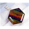 Naturale 60 KT Ammolite Pendente Argento Certificato Doppietto Biologico Gemma