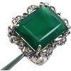 PNG Anello Solitario Agata Verde Zaffiro Blu in Argento Sterling 925 Misura 6.75