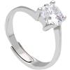 ORO&CO 925 Anello solitario in argento impreziosito da uno zircone bianco centrale. La misura l regolabile lo rende versatile e adatto a ogni occasione, perfetto per chi cerca un gioiello elegante e luminoso.