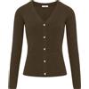 Fracomina Cardigan in Viscosa con Bottoni Gioiello - Marrone