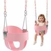 VEVOR Altalena Bambini Portata 136 kg Schienale Alto Seduta a Secchiello, Colore Rosa, per Parco Giochi in Giardino e al Chiuso, Catene e Moschettoni Rivestiti, Seduta Pressemblata, dai 3 Anni in Su