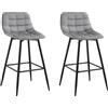 WOLTU Sgabelli da Bar Set 2, con Schienale, in Velluto Grigio Chiaro | Sgabello Cucina, Stile Industriale, Sedia Alta per bar, Sala da pranzo, Gambe in Metallo
