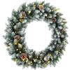 HOMCOM Ghirlanda Natalizia Innevata da 60 cm con Luci LED 8 Modalità, 140 Rami, Pigne, Corona di Natale, Verde | Aosom Italy