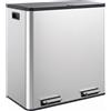 HOMCOM Pattumiera Cucina 2 x 30L, Bidone a Pedale in Acciaio Inox con Secchi Estraibili e Chiusura Ammortizzata, Argento | Aosom Italy